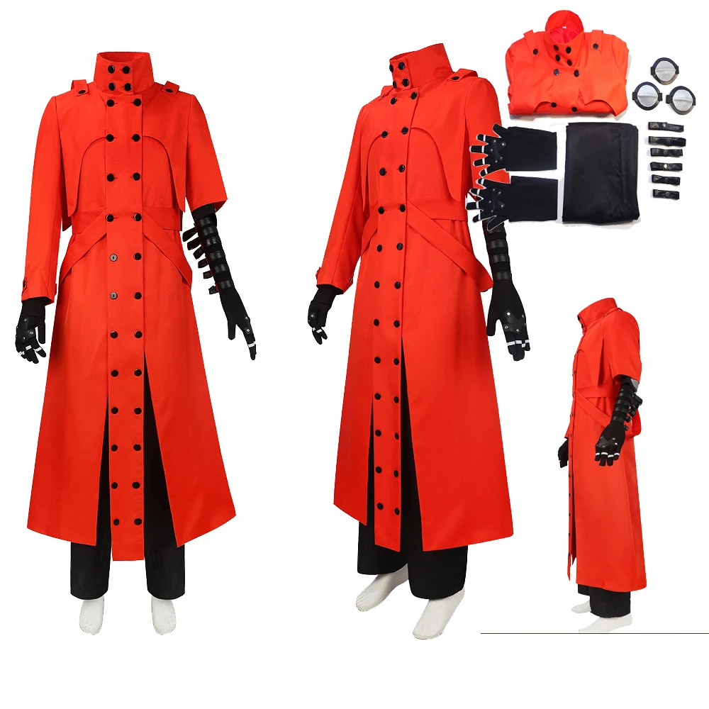 

Carnival Anime Trigun Vash The Stampede Cosplay Costume Long Windbreaker Coat Uniform Adult Halloween Performance Stage Wear