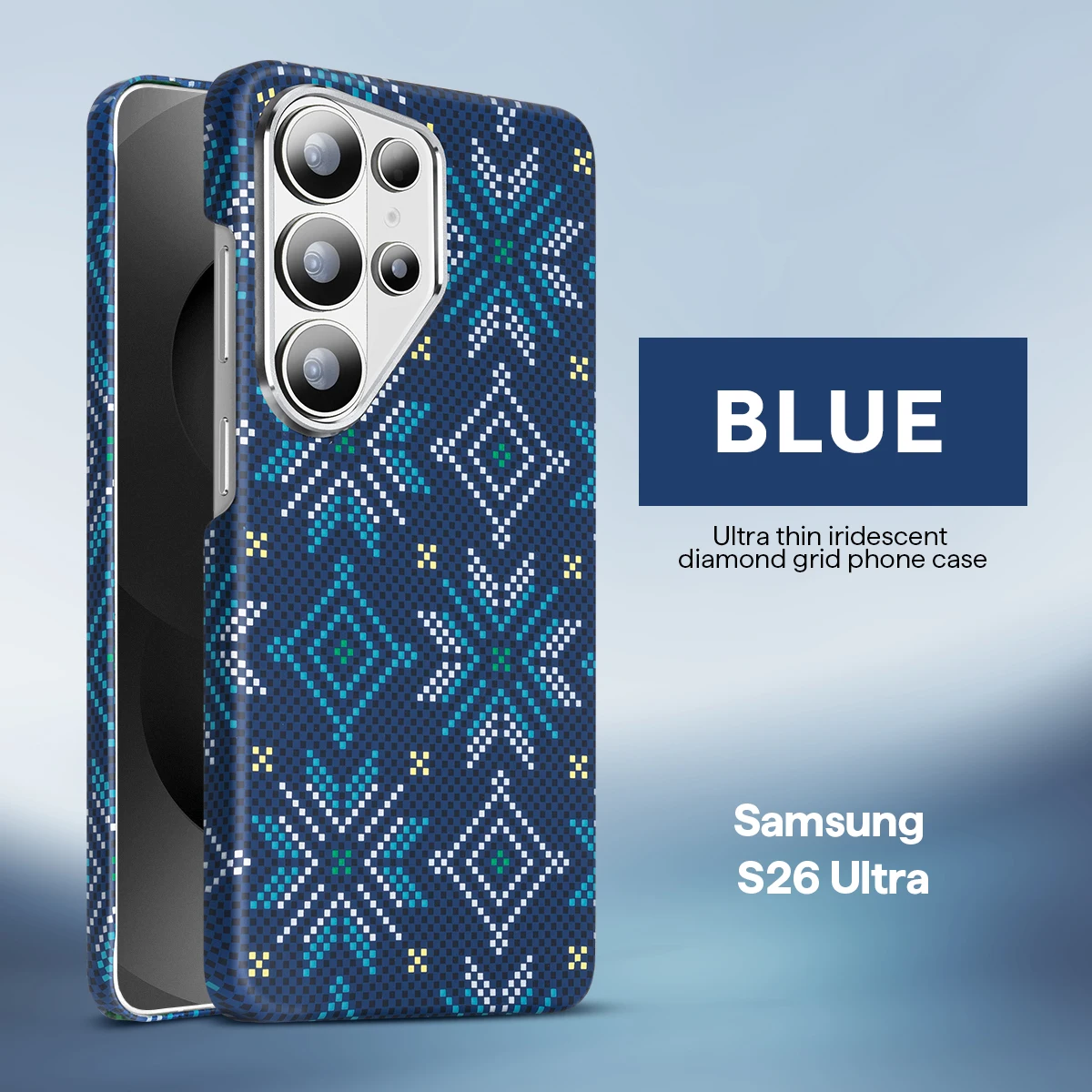 

Fashion Phone Case for Samsung galaxy S26 Ultra Ultra Thin Magnetic Wireless Charging Diamond Shaped Pattern Lens Holder Cover