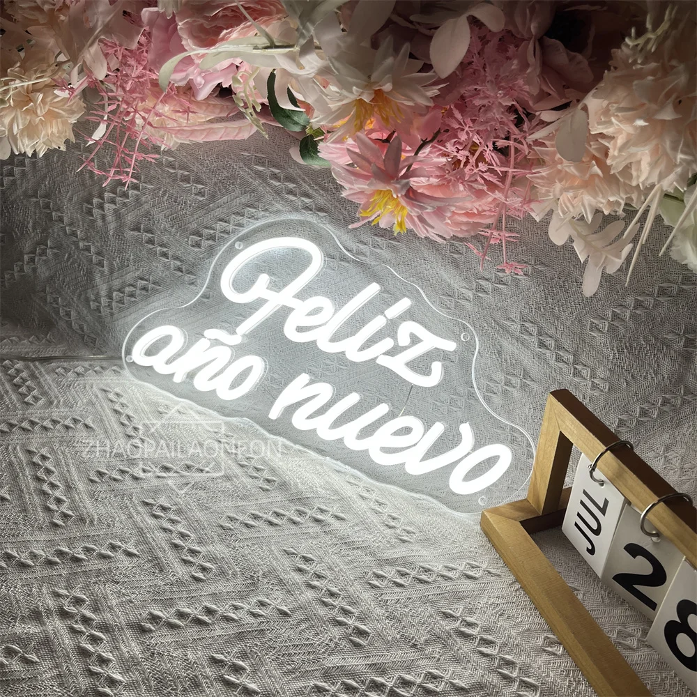 سنة جديدة سعيدة النيون تسجيل 2026 عيد ميلاد سعيد ديكور غرفة نوم المنزل Feliz ano nuevo النيون Led علامات جدار ديكور أضواء الهدايا #4