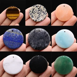 Natural Stone round Lapis lazuli Pendants Big Round Punch Hole Crystal Charm for Jewelry Making Diy Necklace Earring Accessories