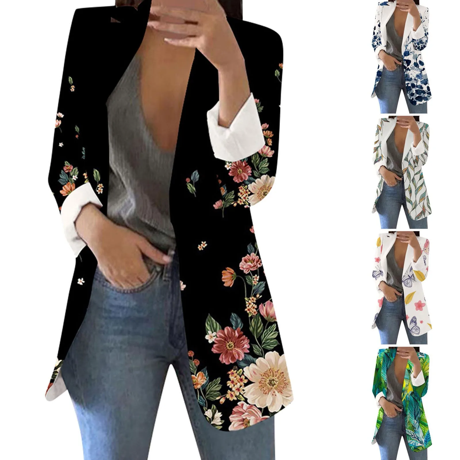 Women\'S Coat For Autumn Fashion Colorful Short Suit Casual Printed Suit Long Sleeve Loose Comfortable Cotton Cardigan Coat 2023