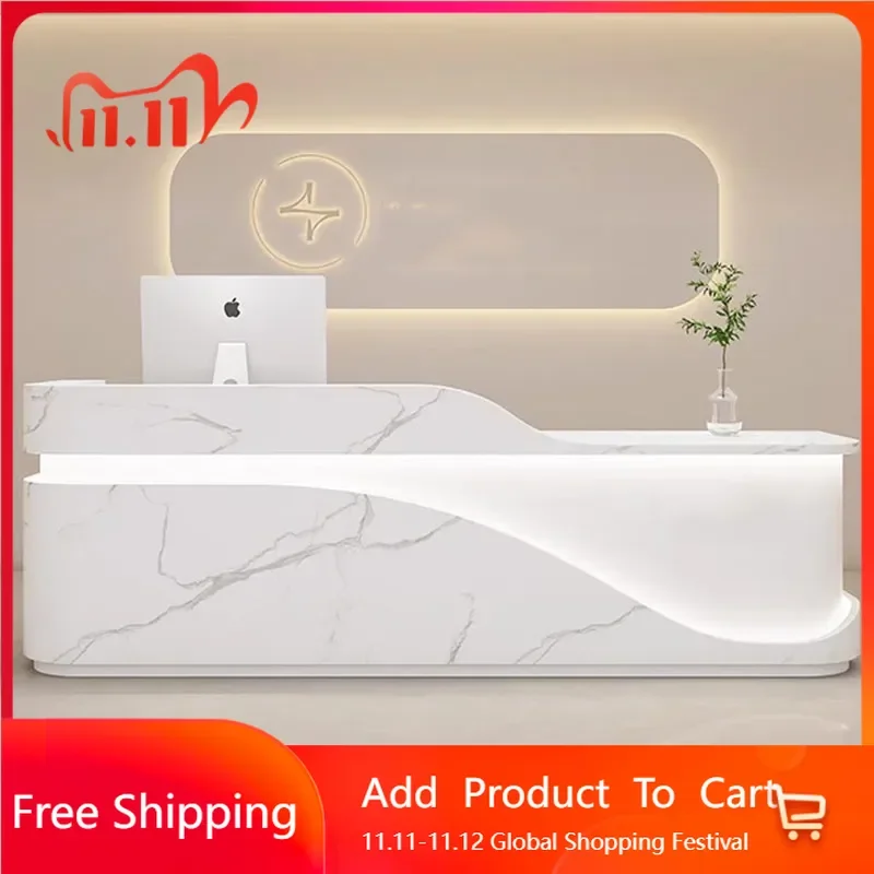 

Welcome Register Modern Office Reception Desk Podium White Shop Mobile Checkout Cash Improvement Escritorio Unique Furniture
