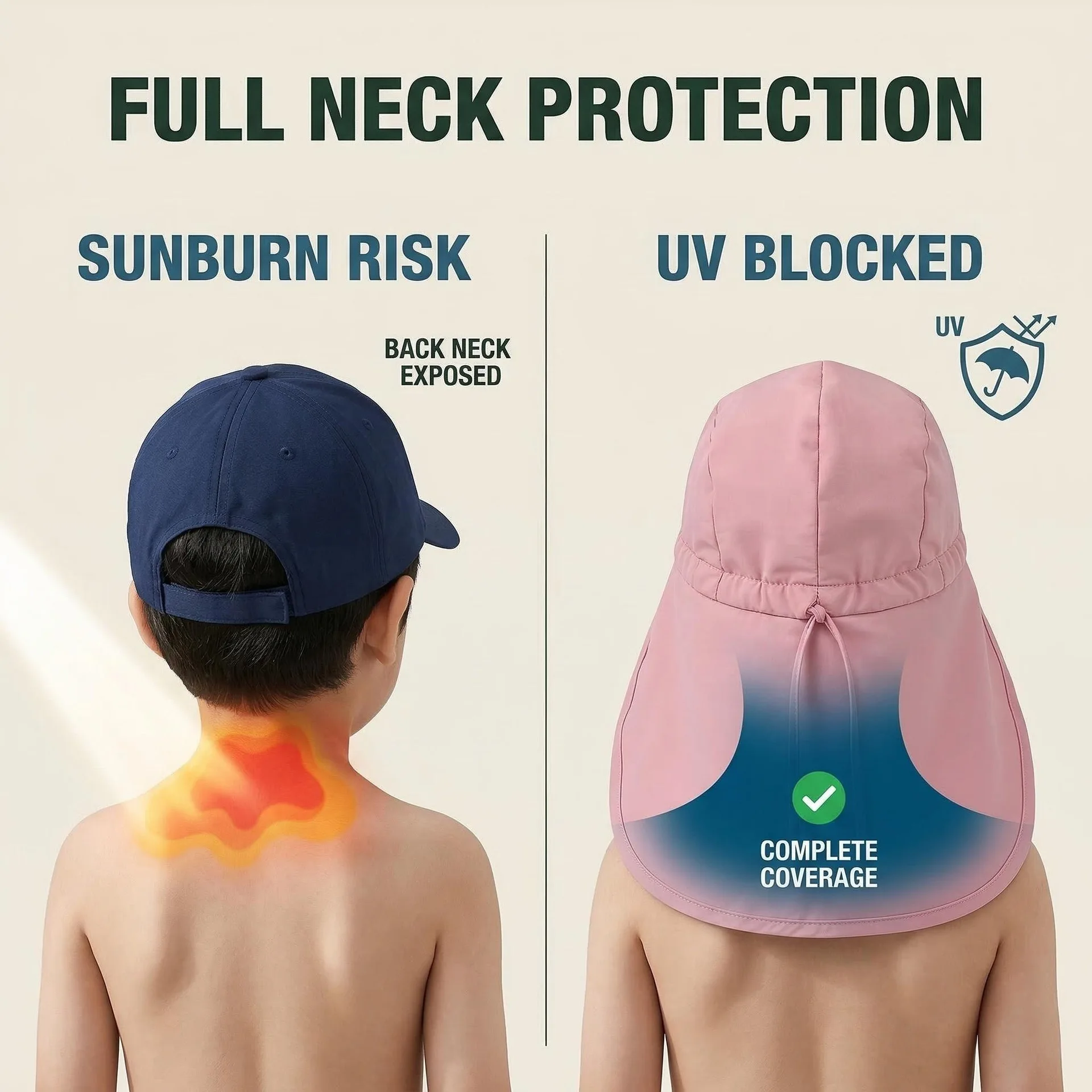 Outdoor boys and girls' European-style shawls for shade protection, children's sun hats, small children's sun hats, sun hats