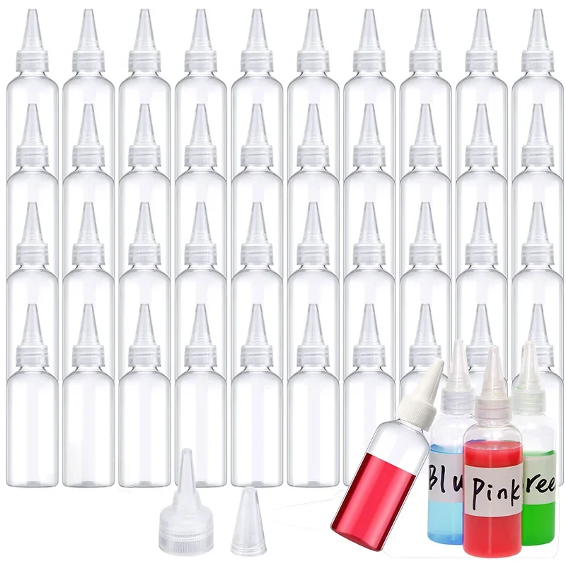 

100pcs 10/20/30/50/100ml Empty PET Plastic Dropper Bottles with Leakproof Screw-On Cap Squeezable Liquid Ink Oil Glue Containers