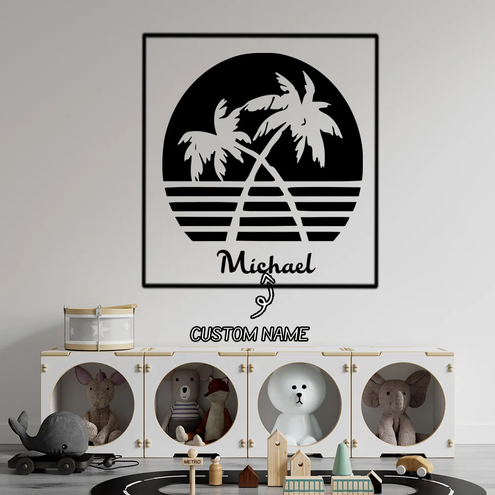 1PC Cute Sunset by the sea Personalized Text Decal Removable Vinyl Mural Poster For Home Decor Wall Art MURAL