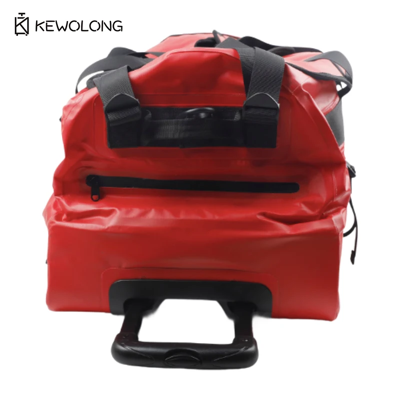 Borsone grande con rotelle impermeabile in PVC da 90 litri per viaggi, campeggio, borsa da traino per salvataggio all'aperto e di emergenza
