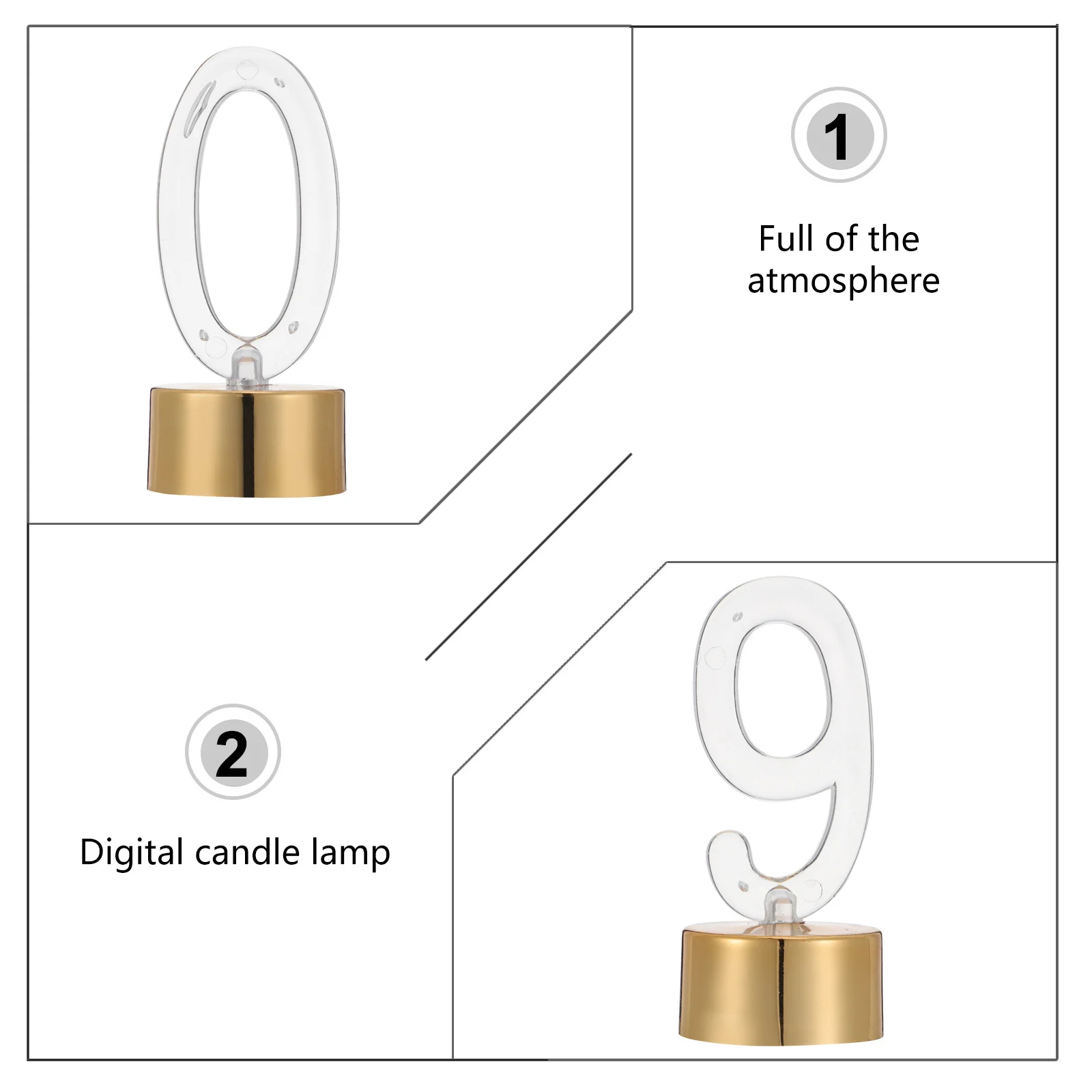 

10Pcs Gold Number LED Lights Flameless Birthday Cake Decorative Lamps Smokeless Safe Party Lighting Number Lights