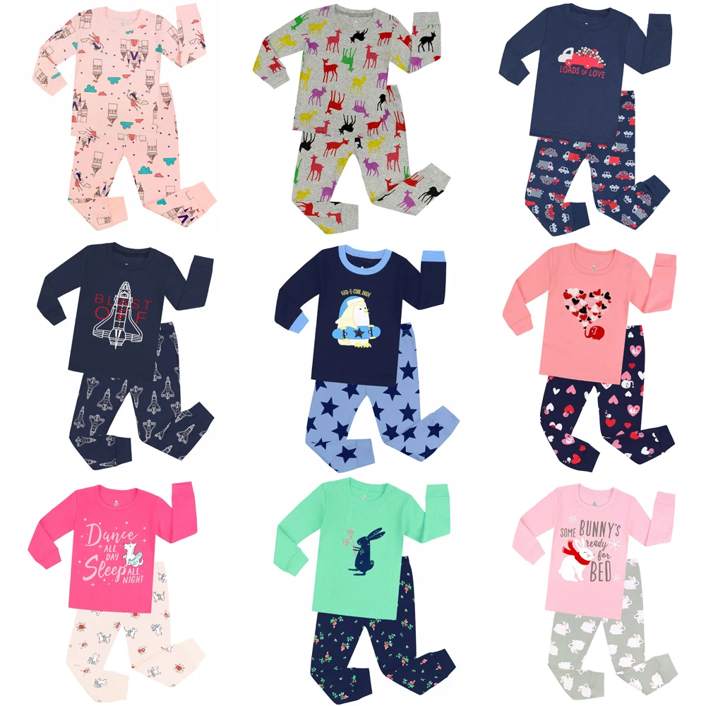 Boys Girls Pajamas Sets Kids Toddler 1 to 2 3 4 5 6 7 Years 100% Cotton Long Sleeve Children Pyjamas Autumn Winter Pjs Clothing