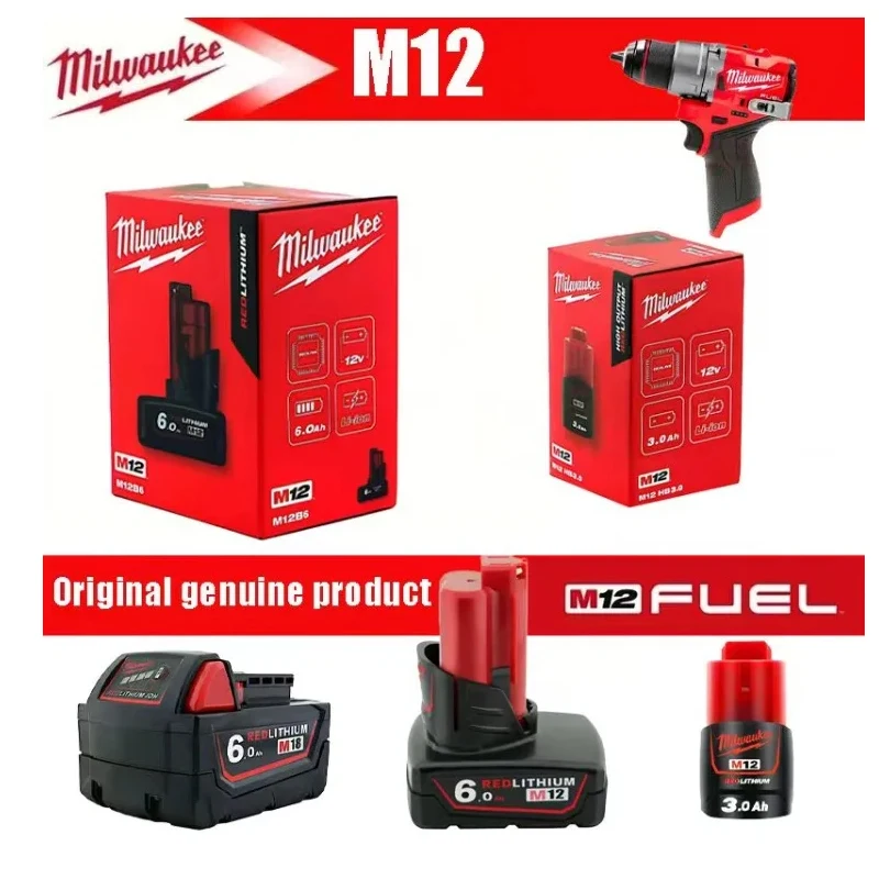 

Milwaukee M12 6.0Ah battery M12B6 6000mAh,Suitable for Milwaukee 12V electric tools，color box packaging, long-lasting power12V