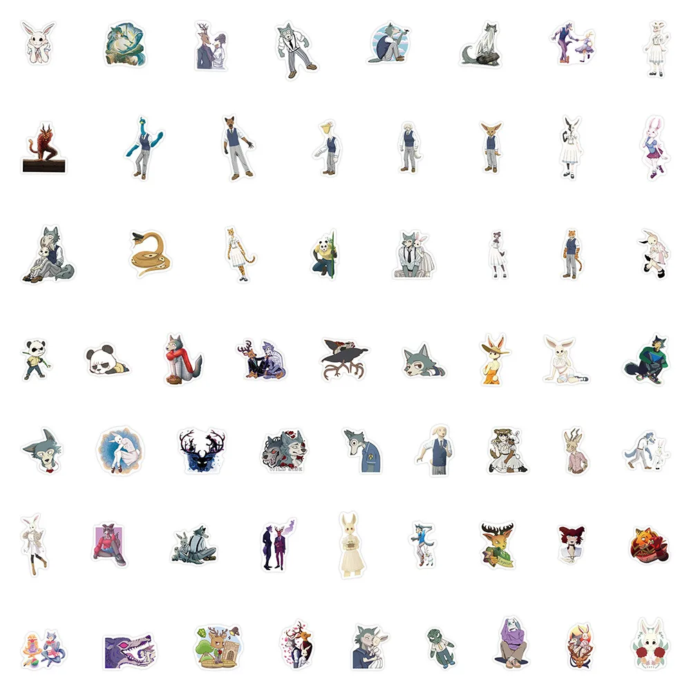 60 pièces dessin animé BEASTARS Anime Graffiti autocollants bricolage autocollants imperméables décoratif étui de téléphone portable cahier jouets pour enfants cadeaux