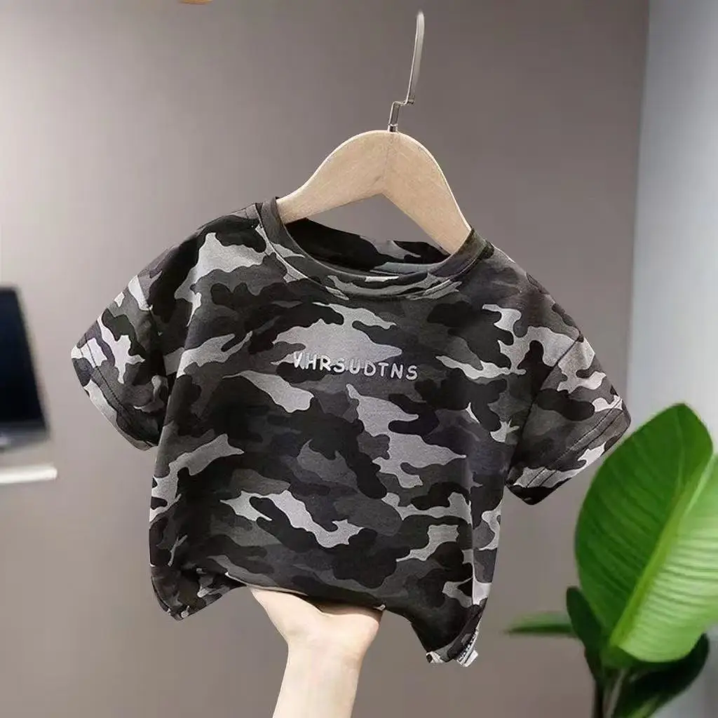

Children's Camouflage Short Sleeved T-shirt Summer 2026 New Boys' and Girls' Casual Top Kids Clothing