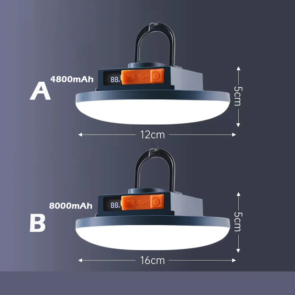 ไฟตั้งแคมป์ LED แบบชาร์จไฟได้พร้อมการดูดซับแม่เหล็กแบบ Dual-Use Power Bank แขวนโคมไฟไฟฉุกเฉิน