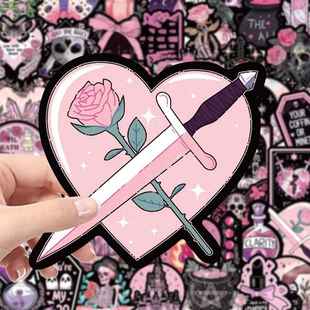 10/30/50 Stuks Zwart En Roze Gothic Schedel Graffiti Stickers Vintage Magische Heks Decals Voor Telefoon plakboek Laptop Cool Sticker Speelgoed