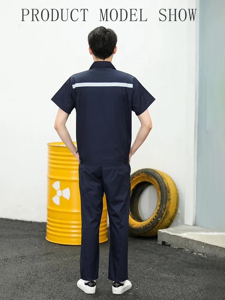 Conjunto de uniforme de trabajo de verano Unisex, camisa ligera de manga corta, pantalones, mono, resistencia a la abrasión y manchas para tiendas de reparación de automóviles