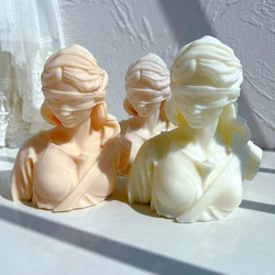 Blind Lady Justice Statue Candle Mold Greek Roman Goddess of Justice Bust Silicone Molds Greek Art Sculpture Wax Tool