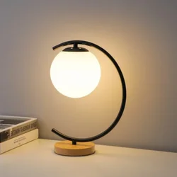 Modern Creative Table Lamp Light Ball Wood Bedroom Living Room Study Lighting Fixture Reading Bedside Night Learning Fixture Led