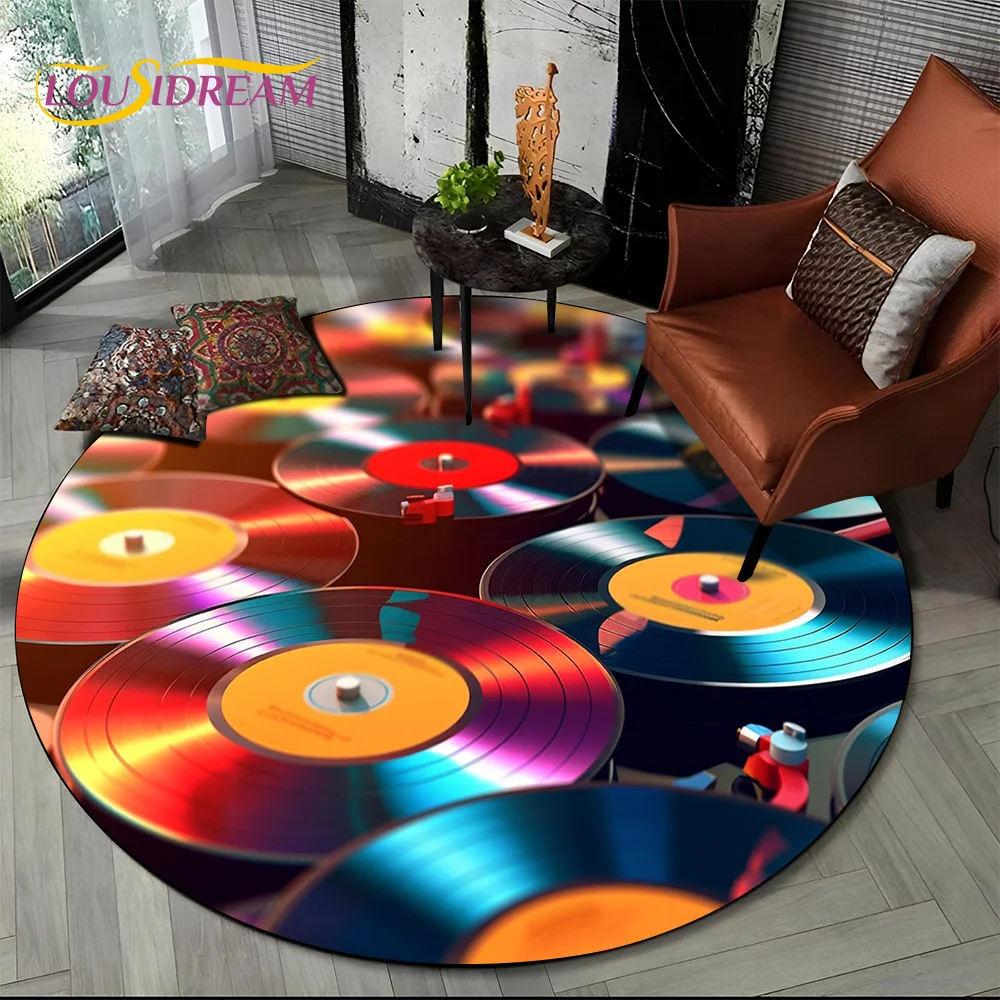 3D виниловая Запись музыки DJ экранная лента HD круглый коврик, ковер для гостиной, спальни, дивана, противоскользящий напольный коврик