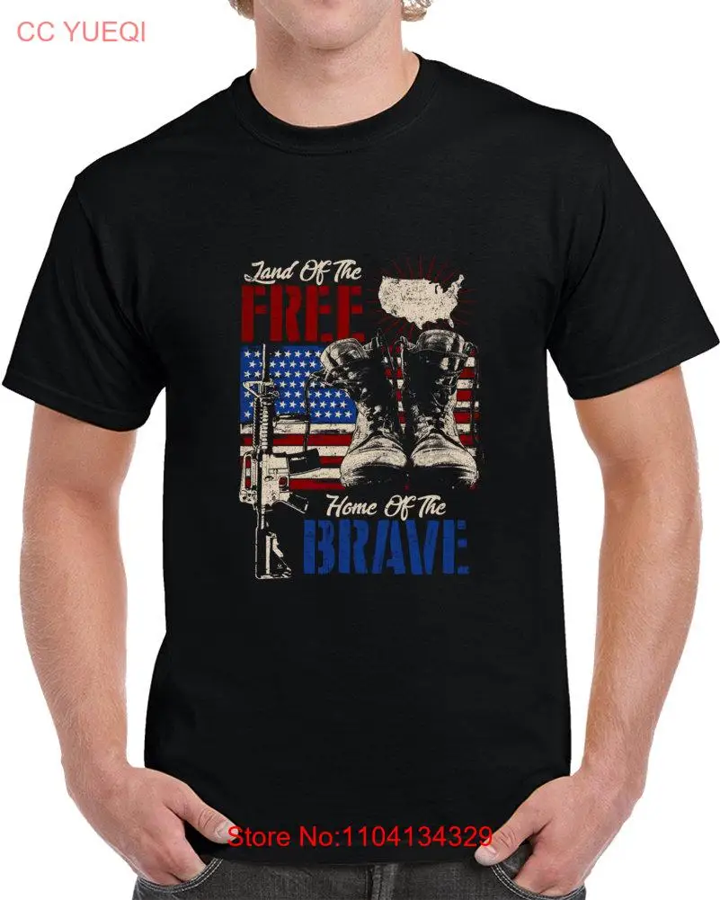 Veteran Land Of The Free Home Brave Military Service Men And Women T Shirt long or short sleeves