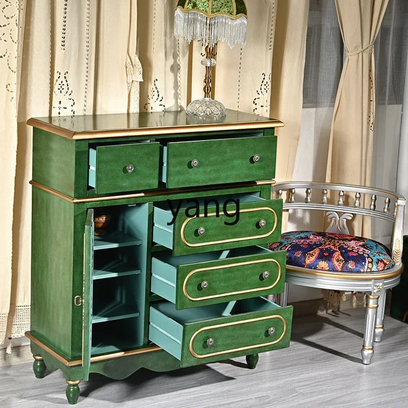 LMM American dining side wine cabinet integrated kitchen cupboard living room storage solid wood storage multi-function