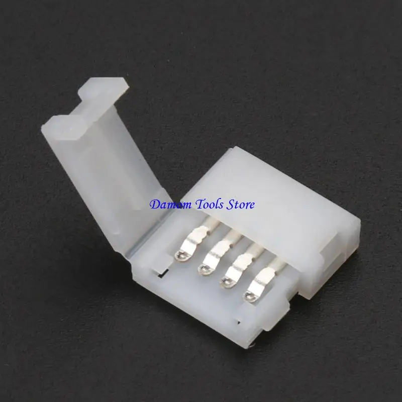 57BE Solderless Clip-on Coupler Connector 4 Pin 10mm For 5050 RGB LED Strip Light