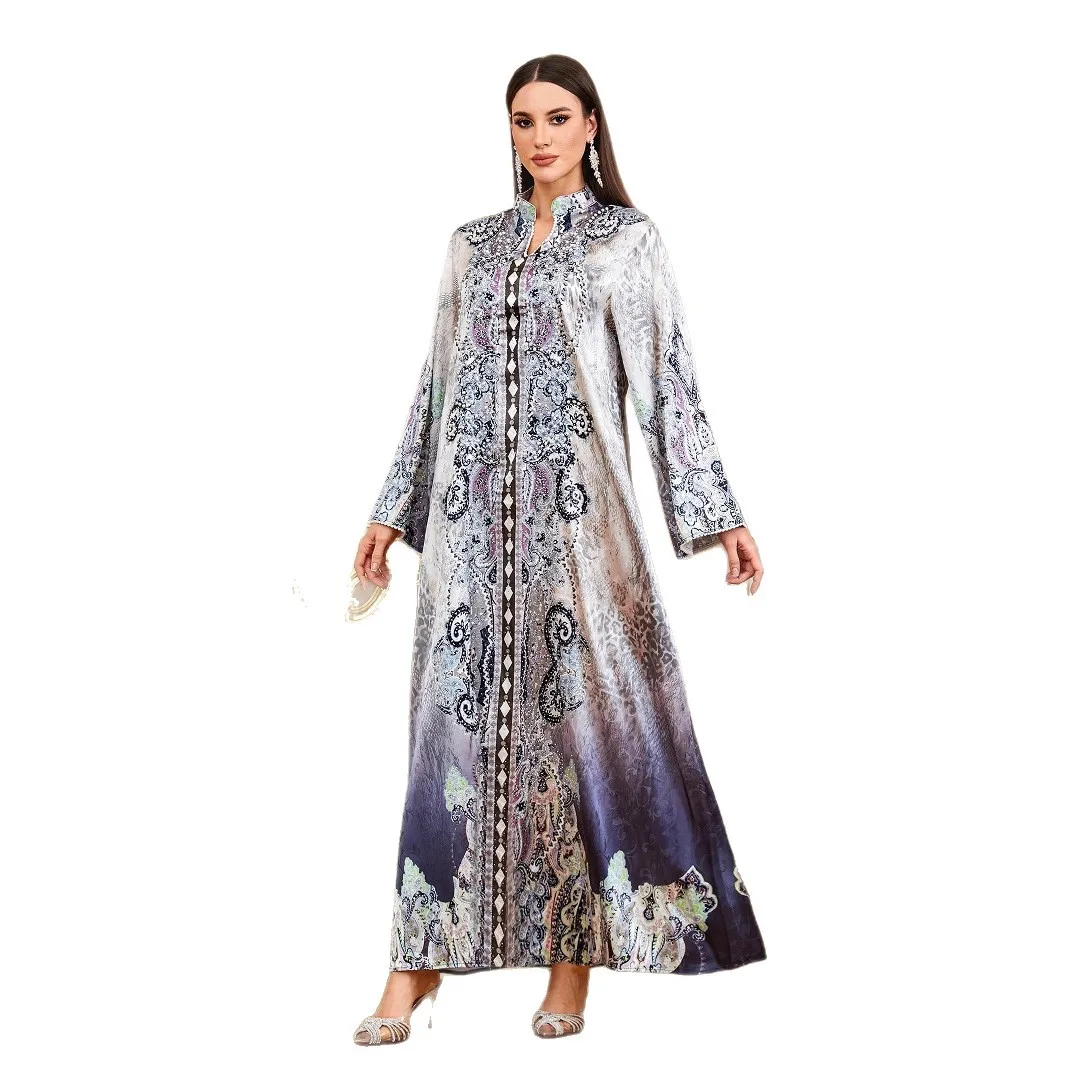 عباية عيد نسائية مطبوعة فساتين جلابية إسلامية حفلة رمضان رداء طويل عبايات لؤلؤ المغرب دبي قفطان عربي إسلام فيستدوس