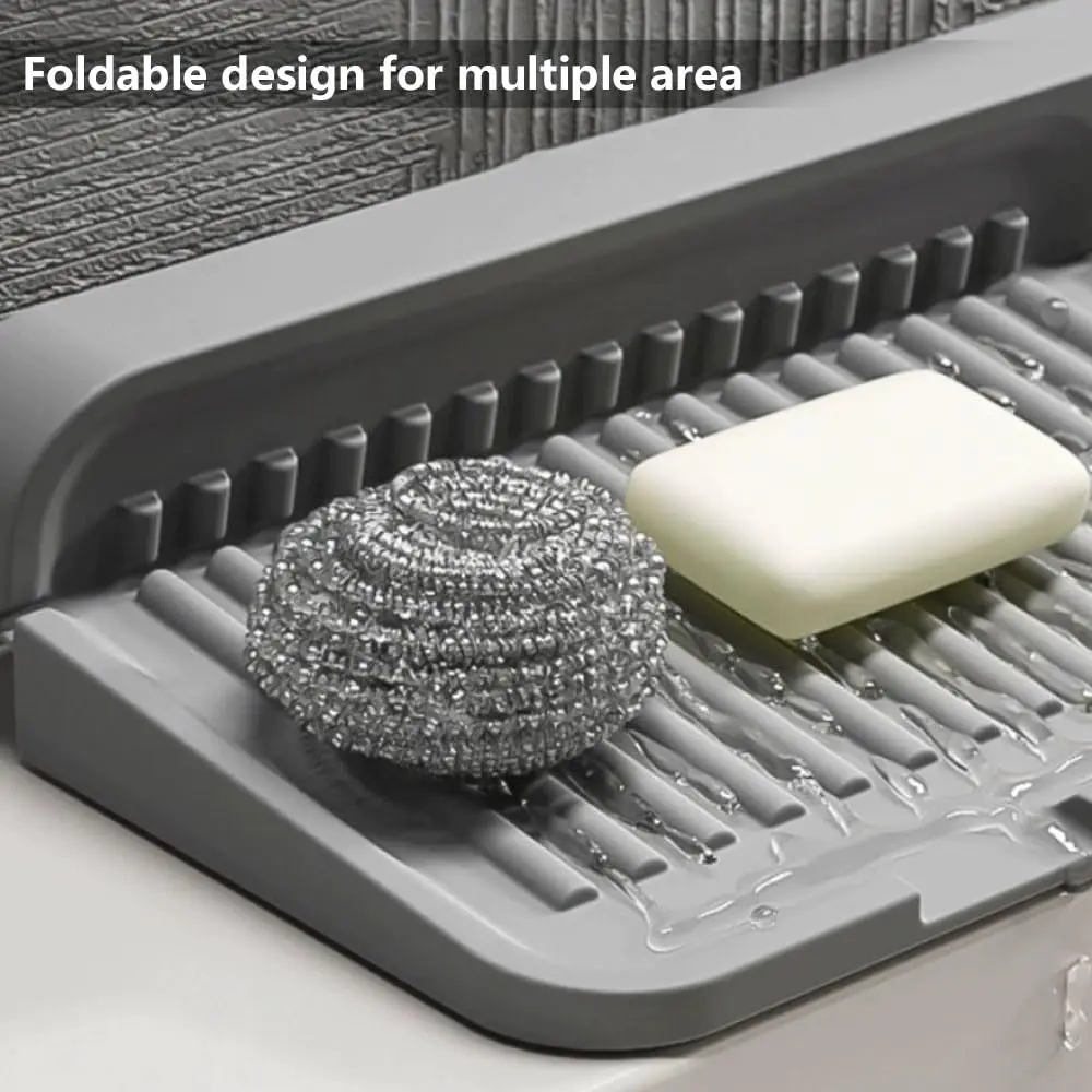 2024 New Faucet Mat for Kitchen Sink Splash Guard Silicone Draining Mat Fast Drying Stone Sink Tray for Countertop Drain Rack view 3