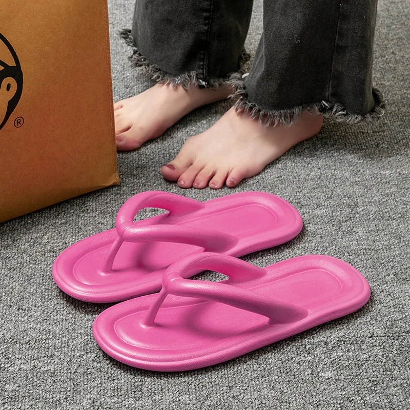 

2026 Soft Sole EVA Women's Flip Flops Summer Beach Non-slip Cloud Slippers Women Thick Platform Clip Toe Bathroom Slides