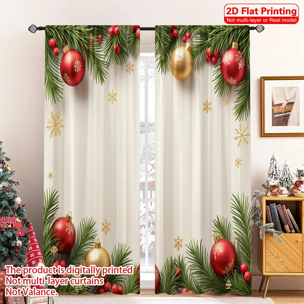 

2pcs 2D flat printing Merry Christmas Popular Drapes Christmas Ornaments Festive Holiday 100% Polyester Without Electricity