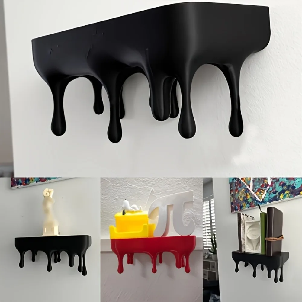 Melting Drip Wall Shelf Creative Floating Wall Mounted Shelf with Dripping Design for Small Decor Living Room Gothic Home Decor