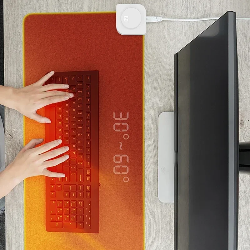 Heated Electric Heating Pad Auto ON OFF Office Desktop Digital Display Heating Pad Warming Table Waterproof Mat Mouse Pad Winter