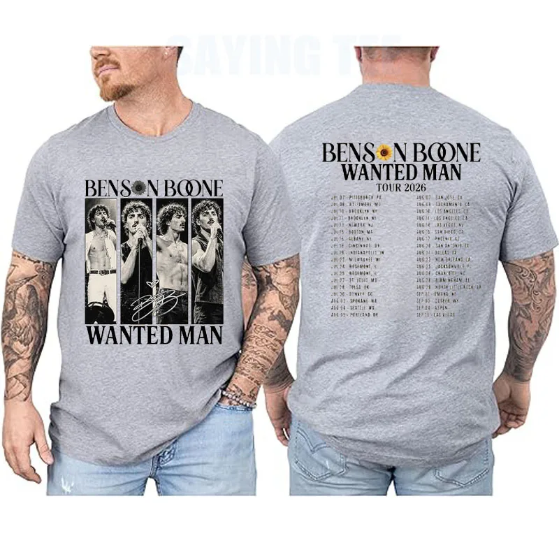 Vintage Musik-Fan-Grafik-T-Shirt - Retro Wanted Man Konzerttour Unisex-Shirt, Ivory Pepper Kurzarm Indie Pop Streetwear T-Shirts – Detail 5