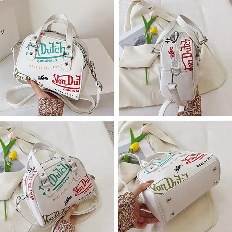 Ladies Shopping Crossbody Bag Graffiti Purses Handbag PU Leather Seashells Shoulder Bag for Women