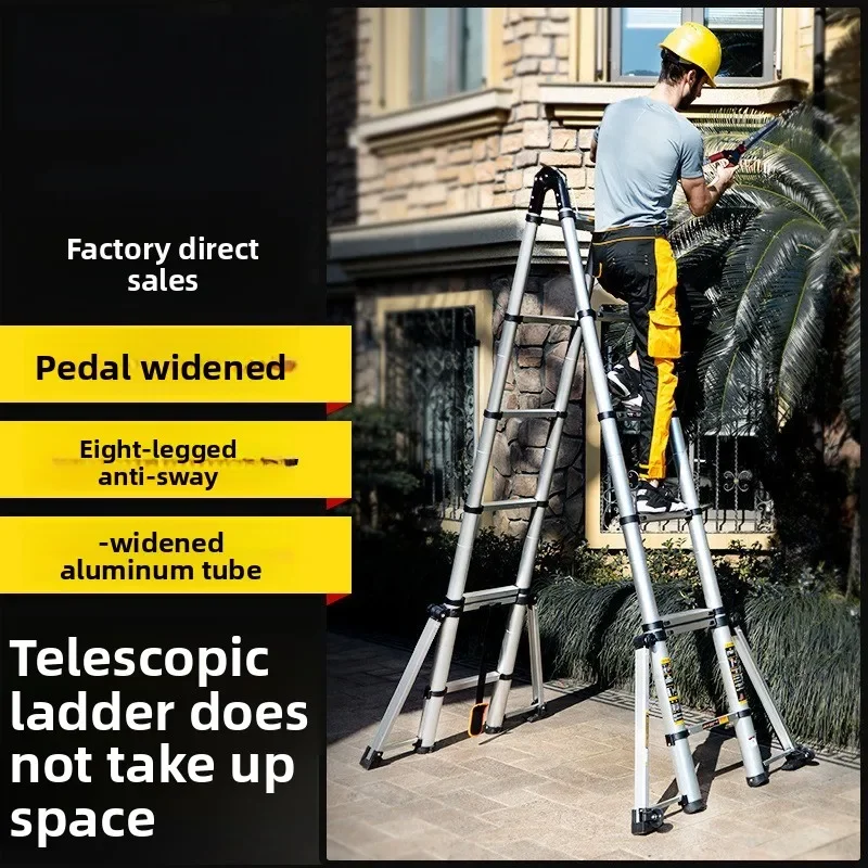 Haushaltswaren: Aluminiumlegierung Verstärkte Teleskopleiter, Multifunktionale Fischgrätenleiter, Haushalts-Klappleiter
