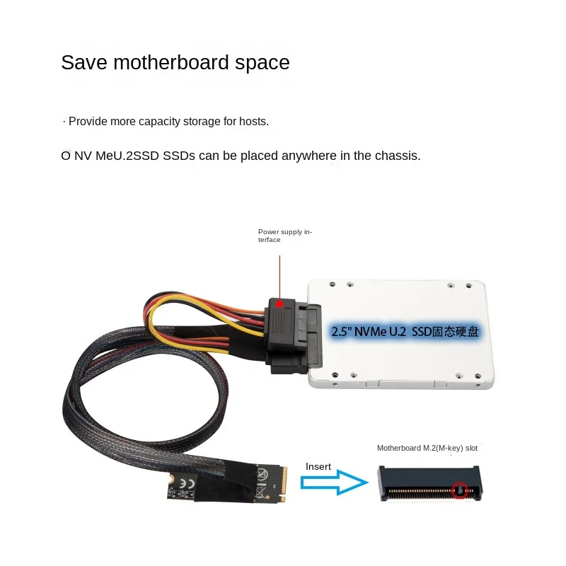 Imagem -02 - M-chave para U.2 Sff8639 Interface Cabo Adaptador Sata Conector Fêmea de 15 Pinos para 2.5 Nvme Ssd Disco Rígido M.2