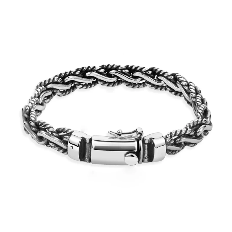 

Boutique jewelry boutique jewelry 925 silver retro woven bracelet niche simple cold style hip-hop versatile men's jewelry creative old stylish retro jewelry