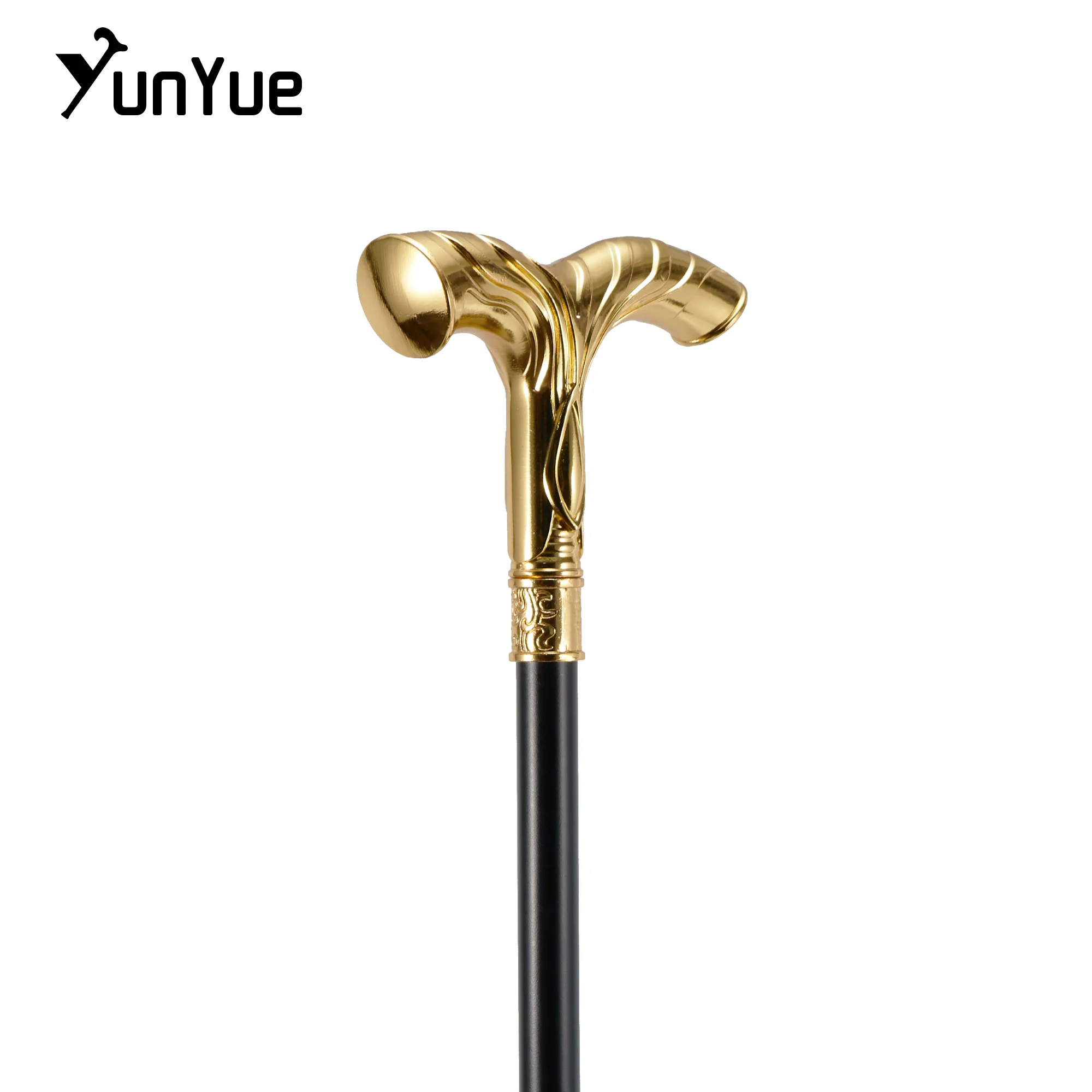 Gold gestreifter modischer Gehstock Gentlemanly Elegance Dekorativer Cospaly Moderner modischer Gehstockknopf Crosier 93CM