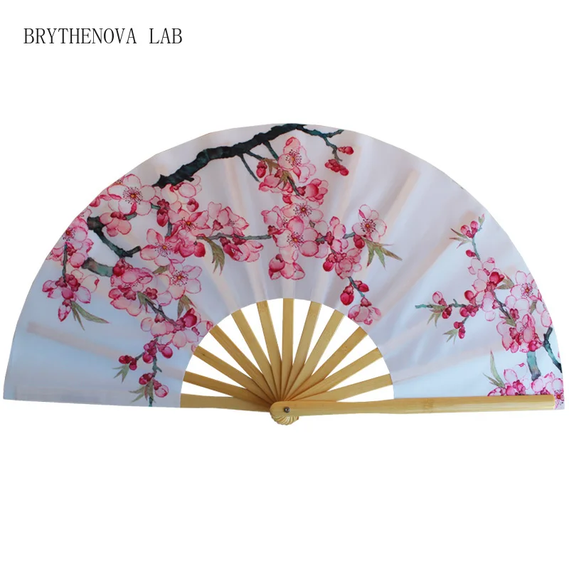 New Arrival Peach Blossom Tai Chi Fan China-Chic Chinese style Ribs Bamboo Ring Fan Kung Fu Cheongsam Show Performance Dance