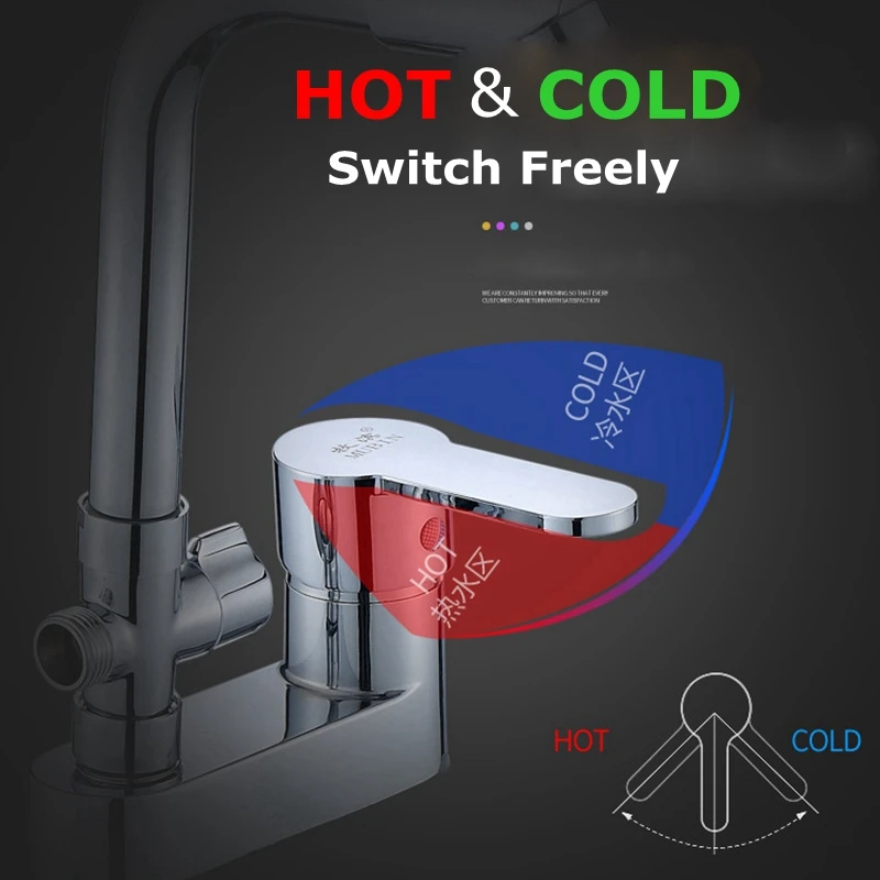 Bathroom Basin Showerhead Faucet Chrome Hot Cold Water Mixer Valve Single Handle Deck Mounted Bath Mixer Tap