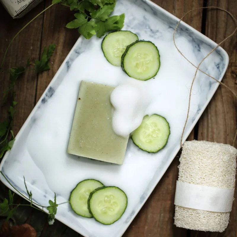 

Cucumber Handmade Cold Cleansing Bath Face Washing Hand Gift Essential Oil Soap Can Be StampedLOGO