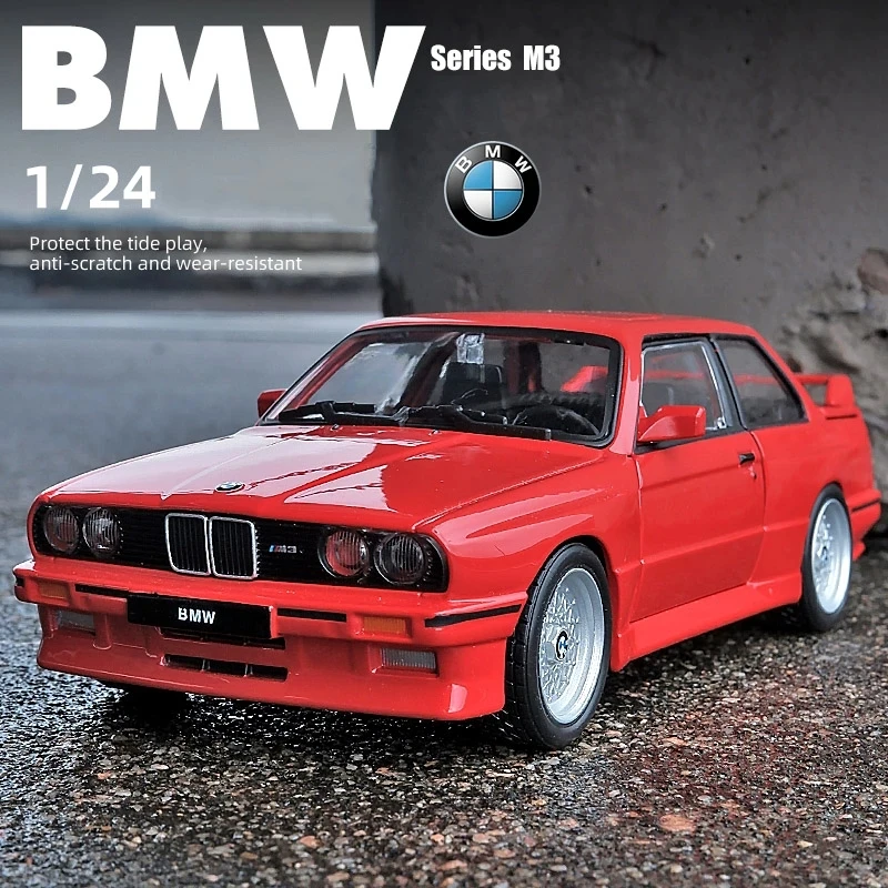 Bburago 1:24 1988 BMW M3 E30 نموذج سيارة رياضية من السبائك لعبة معدنية سيارات كلاسيكية نموذج سيارة محاكاة عالية هدية للأطفال