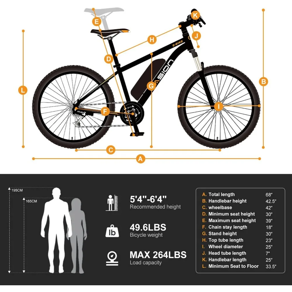 Mountain Bike de deslocamento elétrico para adultos, EB5, 360Wh bateria removível, 40 milhas, 20MPH