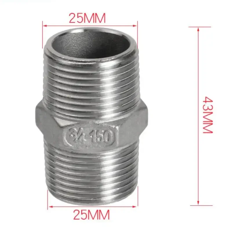 1/2 ''3/4'' 1 ''bsp Außengewinde 1/2 Edelstahl rohr verschraubung gleich Reduzier stück Sechs kant nippel verbinder