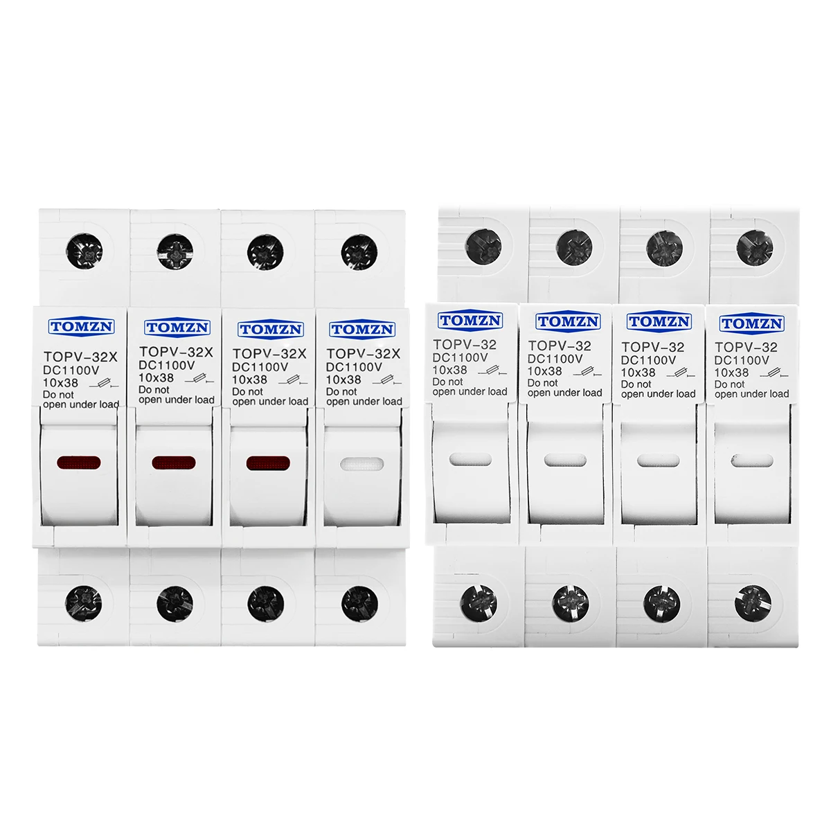 TOMZN 1P 2P 3P 4P 1100V DC Fuse Holder 10*38mm High Voltage PV TOPV-32X Base Photovoltaic System Protection Protector GPV NEW