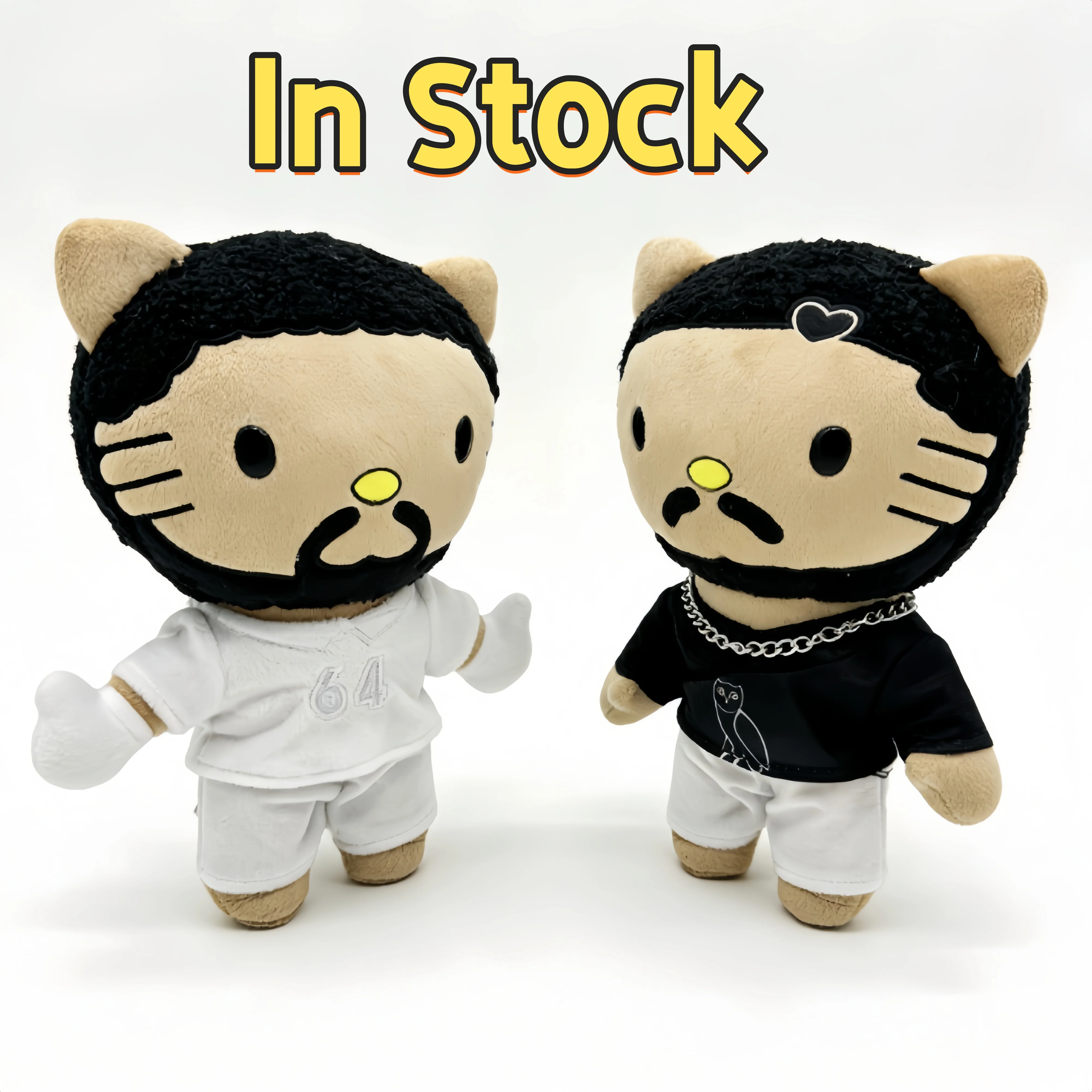 

Hello Kitty Drake Plush Doll 24CM with Black Casual Suit Anime Plush Doll Toy Collection Room Decoration Children Birthday Gifts
