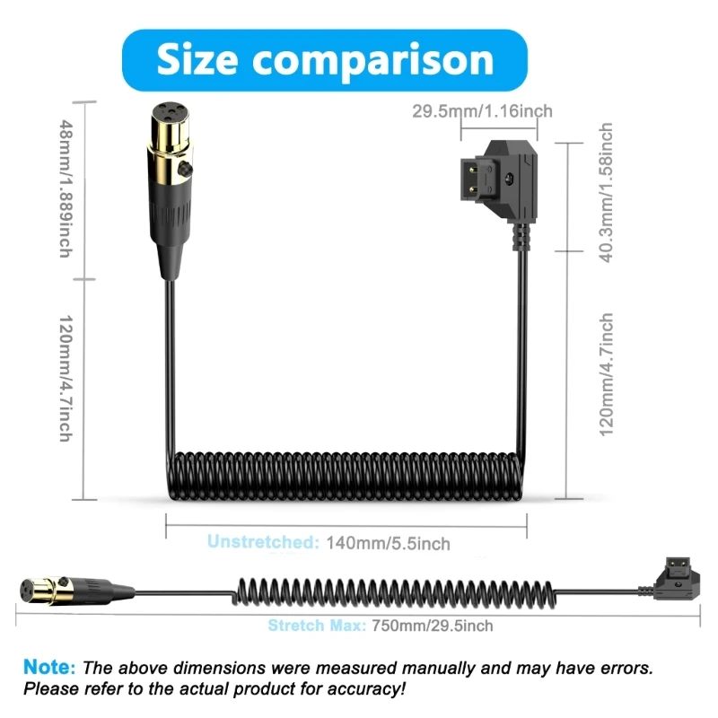 Tính linh hoạt D Tap To Mini XLR4Pin Dây nguồn nữ Tương thích cho máy ảnh chuyên nghiệp Truyền tải điện đáng tin cậy