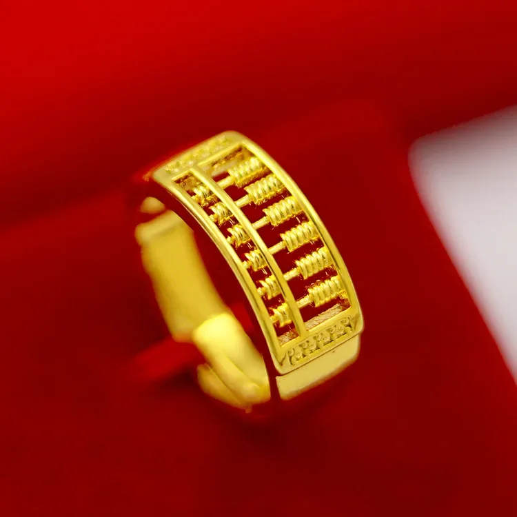 9999 Real Gold 24K Abacus Ring Open Gold Wishful Abacus Ring Vintage Open Men's Ring Real Gold