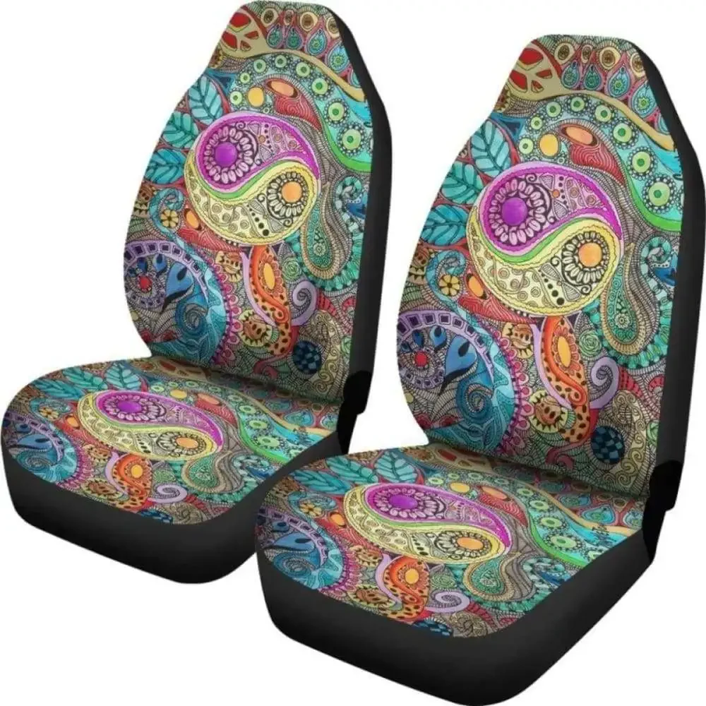 Hippie Peace Chakra Car Seat Covers | Give Your Car A Makeover! Pack of 2 Universal Front Seat Protective Cover