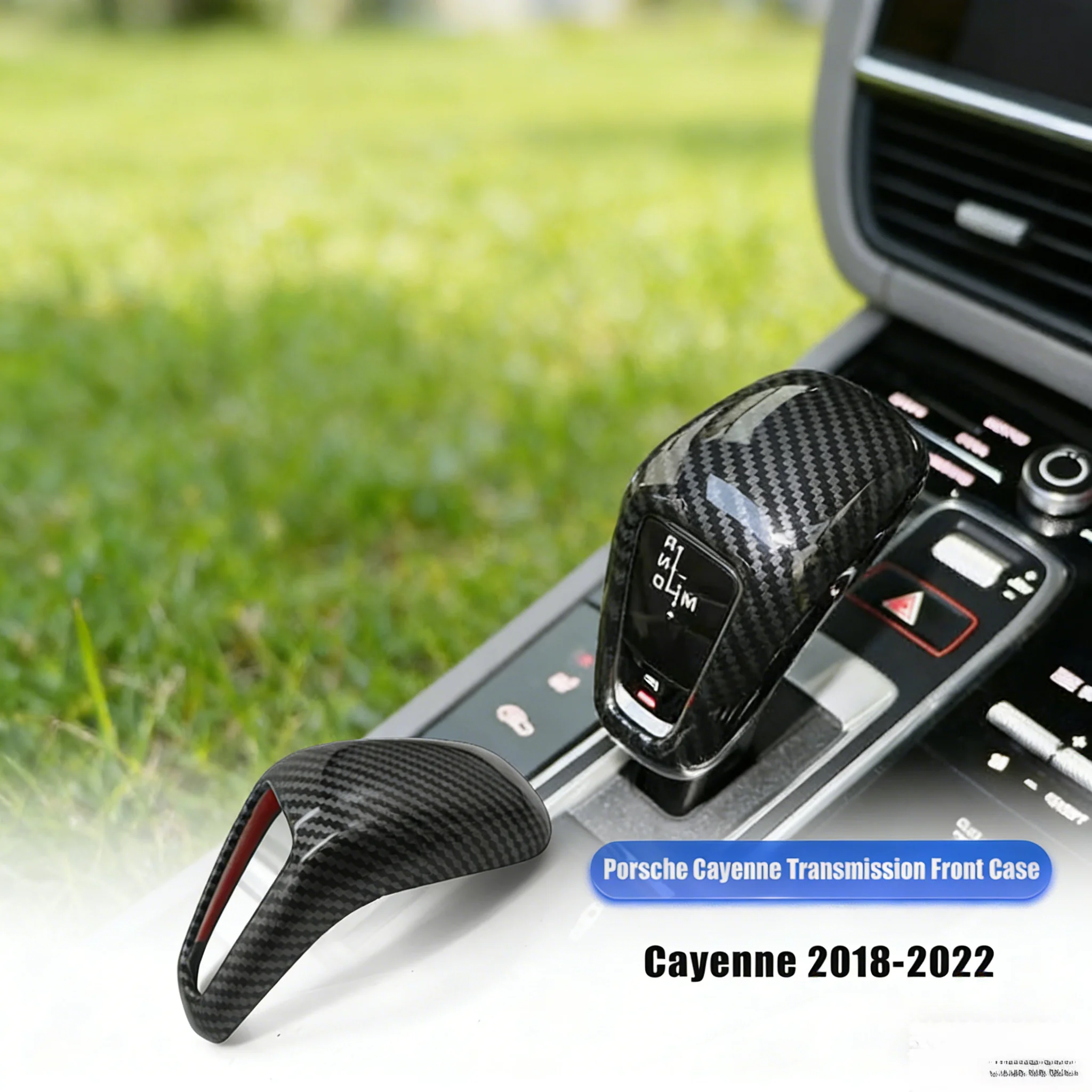 For Porsche Cayenne 2018 2019 2020 2021 2022 Carbon Fiber styl Car Shift Head Knob Trim Cover Handle Sticker Decoration Interior