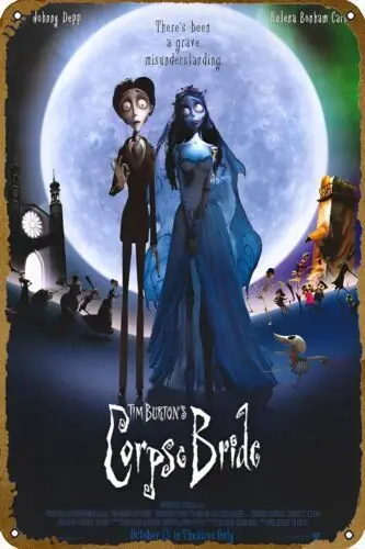 Tim Burton's Corpse Bride Movie Poster Retro Metal Sign Vintage TIN Sign