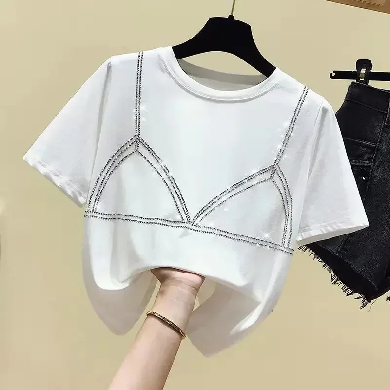 New Fashion Casual Woman Tshirts Women Sexy Tops Female Lady Beautiful Aesthetic Hollowed out Bra printing T-Shirts Dropshipping